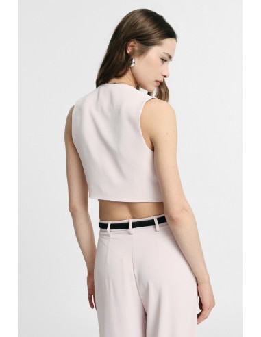 Gilet cropped com botões e bolsos frontais Please