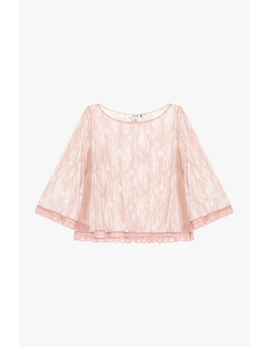 Top com Renda e Mangas 3/4 Transparentes Please