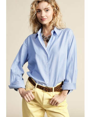 Camisa ampla com colarinho clássico e mangas 3/4 Dixie