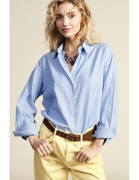 Camisa ampla com colarinho clássico e mangas 3/4 Dixie