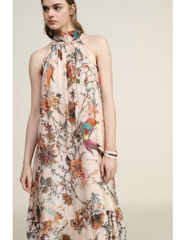 Vestido Longo com Estampa Floral e Folhos Dixie