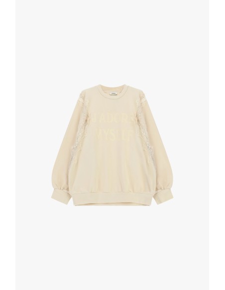 Sweatshirt de gola redonda com detalhes em renda e inscrição frontal 'Dixie'