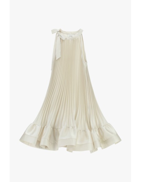 Vestido Curto Plissado com Detalhe de Laço Dixie