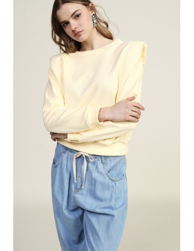Sweatshirt Gola Redonda Ombros Estruturados Barra Elástica Dixie