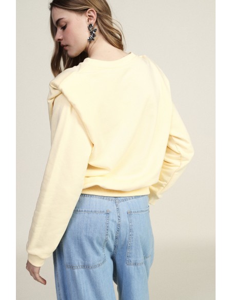 Sweatshirt Gola Redonda Ombros Estruturados Barra Elástica Dixie