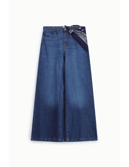Jeans de perna larga com cinto Dixie