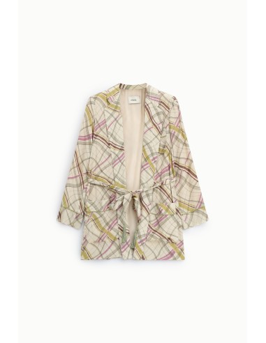 Blazer com padrão xadrez e cinto para atar Dixie
