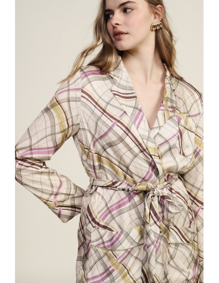 Blazer xadrez com cinto para amarrar Dixie