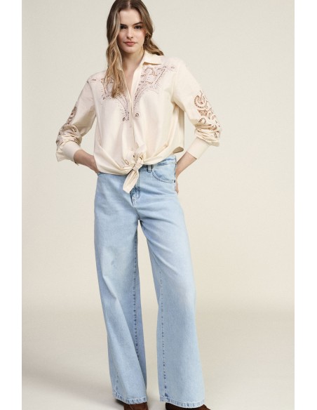 Jeans de perna larga, cinco bolsos, cintura regular Dixie
