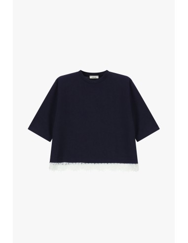 T-Shirt mangas curtas com borda em renda Dixie