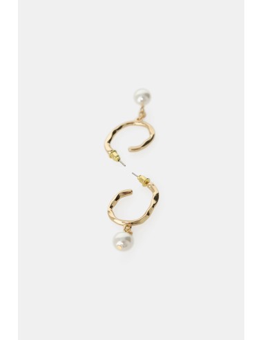 Brincos de Argola Martelados com Pendente de Pérola Dixie