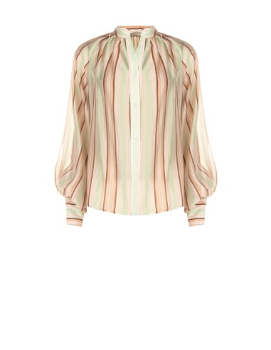 Camisa às Riscas em Lyocell Ultraleve com Mangas Bufantes Rinascimento