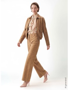 Camisa às riscas em lyocell ultraleve com maxi folhos Rinascimento 2
