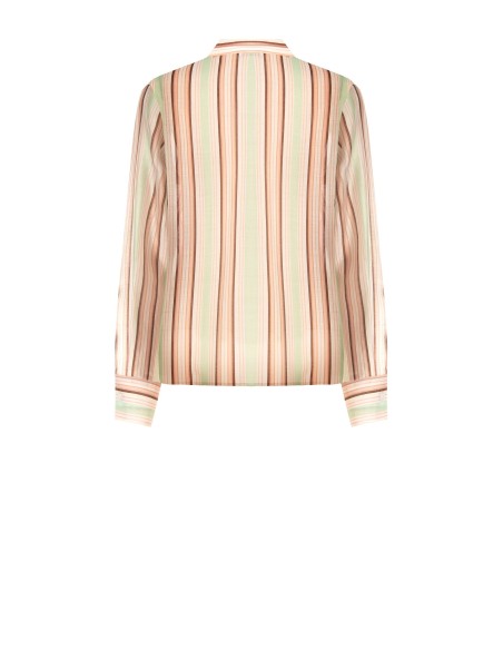 Camisa às Riscas em Lyocell Ultraleve com Maxi Folhos Rinascimento