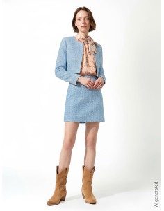 Jaqueta coprispalle em denim com fio de lurex efeito glitter Rinascimento