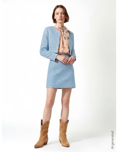 Jaqueta coprispalle em denim com fio de lurex efeito glitter Rinascimento
