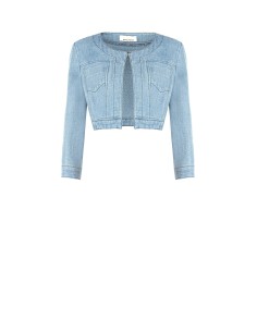Jaqueta coprispalle em denim com fio de lurex efeito glitter Rinascimento 2