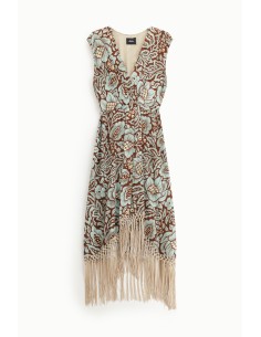 Vestido com decote e detalhe de franjas Dixie