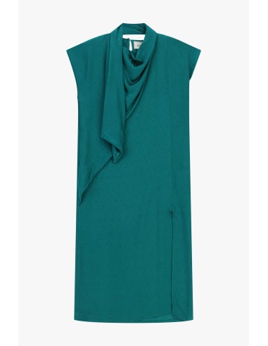 Vestido Midi com Decote Drapeado e Padrão Geométrico Dixie