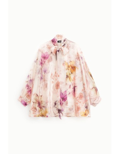 Camisa com motivo floral e laço Dixie