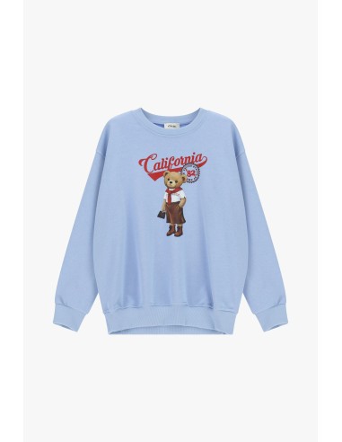 Sweatshirt Gola Redonda com Estampa de Ursinho California Dixie