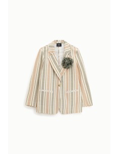 Blazer às riscas com bolsos e flor aplicada Dixie 2