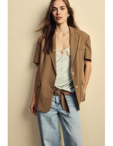 Blazer de mangas curtas com bolsos de vivo Dixie