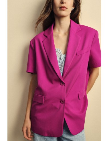 Blazer Mangas Curtas Com Bolsos Embutidos Dixie