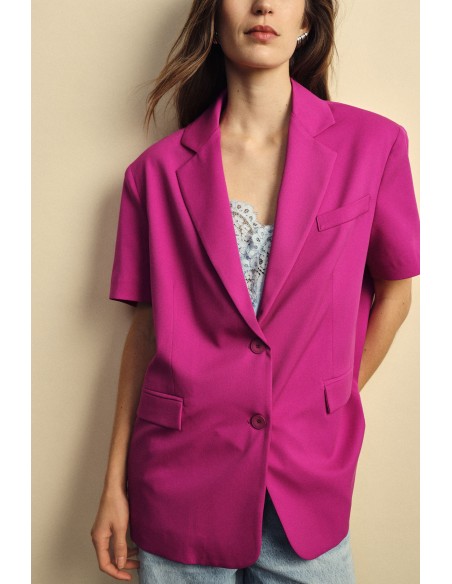 Blazer Mangas Curtas Com Bolsos Embutidos Dixie