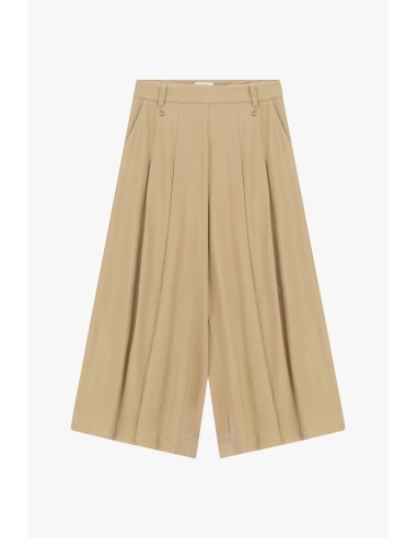 Calças Palazzo Cropped com Pregas Frontais Dixie
