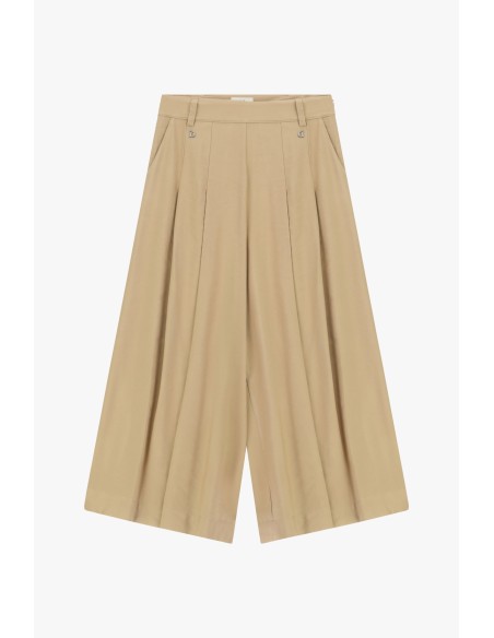 Calças Palazzo Cropped com Pregas Frontais Dixie