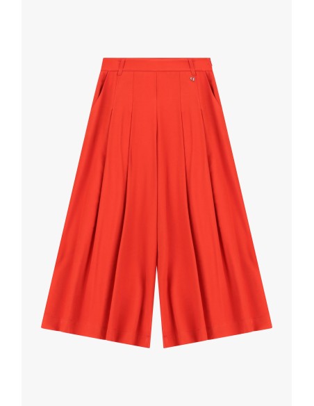Calças Palazzo Cropped Com Pregas Frontais Dixie