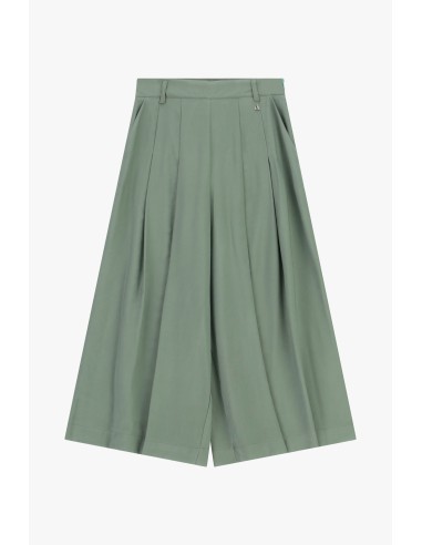 Calças Palazzo Cropped com Pregas Frontais Dixie