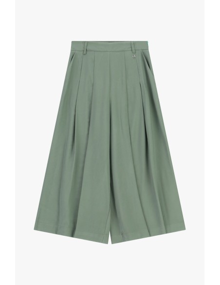 Calças Palazzo Cropped com Pregas Frontais Dixie