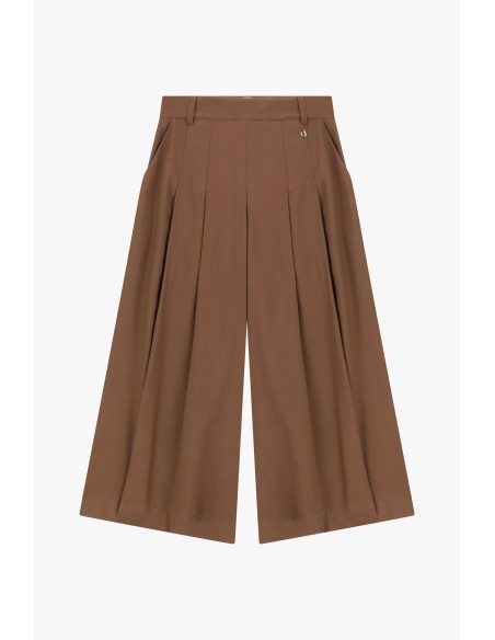 Calças Palazzo Cropped com Pregas Frontais Dixie