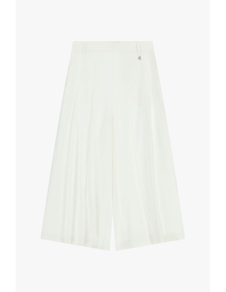 Calças Palazzo Cropped com Pregas Frontais Dixie