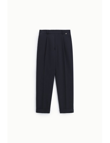 Calças de corte tailored com pences e barra virada alta Dixie