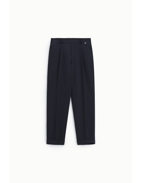 Calças de corte tailored com pences e barra virada alta Dixie
