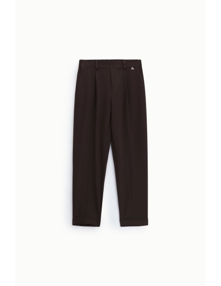 Calças de corte tailored com pregas e vira alta Dixie