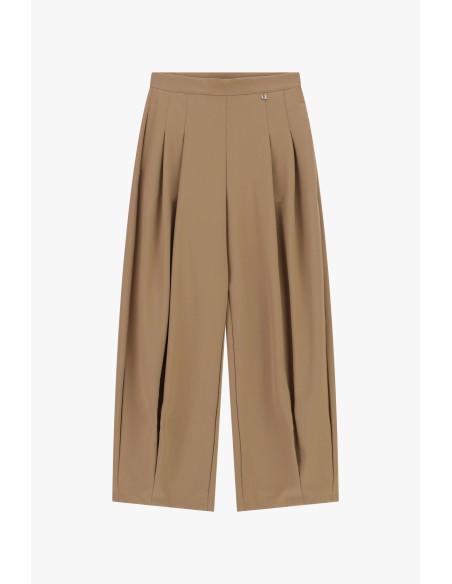 Calças Palazzo Cropped Com Pregas Frontais Dixie