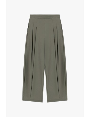 Calças Palazzo Cropped com Pregas Frontais Dixie