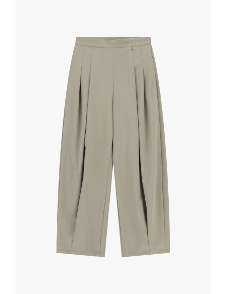 Calças Palazzo Cropped Com Pregas Frontais Dixie