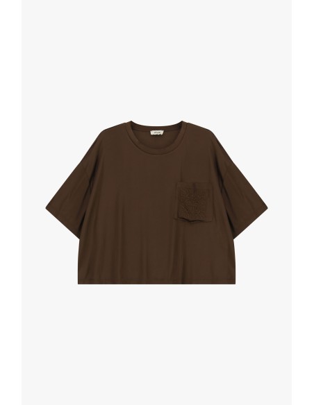 T-shirt com bolso pequeno bordado e corte boxy Dixie
