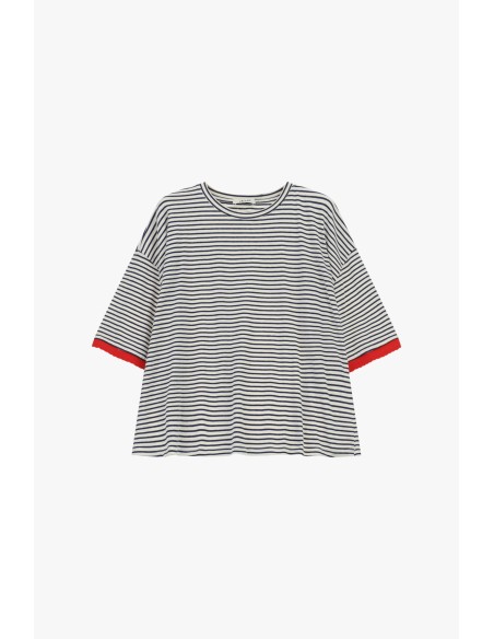 T-shirt às riscas, corte amplo com mangas contrastantes Dixie