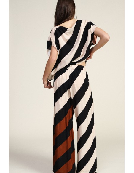 Pantaloni Palazzo A Righe Diagonali Dixie - Vestiti Firmati Life Sm...