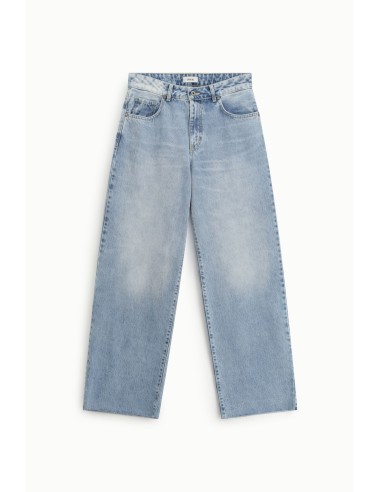Jeans de perna reta cintura alta lavagem clara Dixie