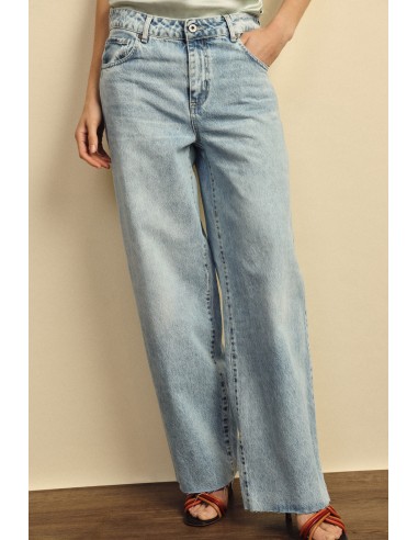 Jeans de perna reta, cintura alta, lavagem clara Dixie