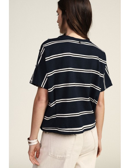 T-shirt às riscas, corte amplo, decote redondo Dixie