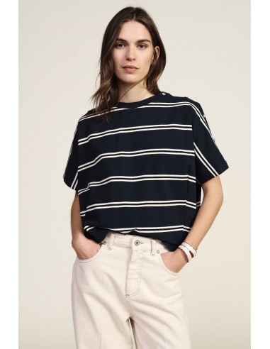 T-shirt às riscas, corte amplo, decote redondo Dixie