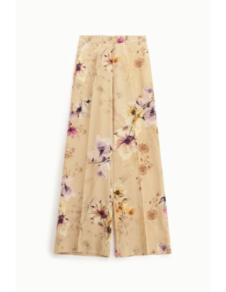 Calças Largas Elegantes Com Estampa Floral Dixie